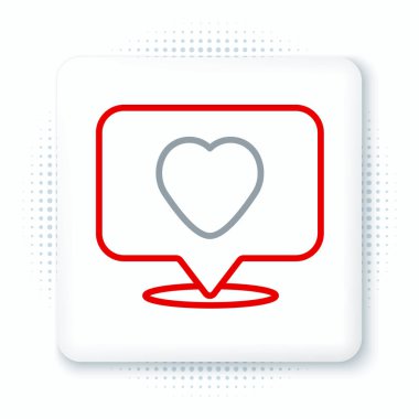 Çizgi benzeri ve kalp simgesi beyaz arkaplanda izole edilmiş. Karşıt Bildirim Simgesi. Insta 'yı takip et. Renkli taslak konsepti. Vektör