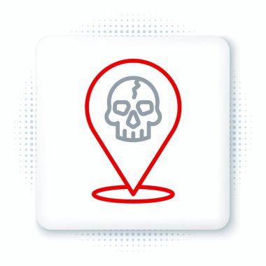 Çizgi konumu korsan simgesi beyaz arkaplanda izole edildi. Renkli taslak konsepti. Vektör