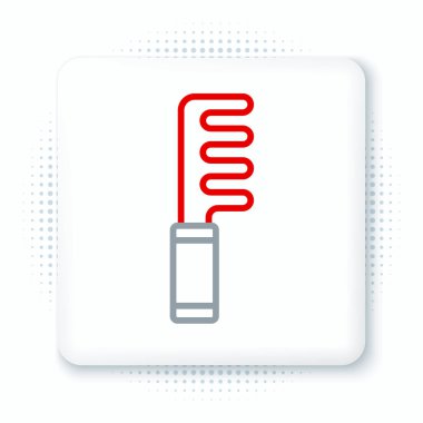 Beyaz arkaplanda çizgi saç fırçası simgesi izole edildi. Taraklı saç işareti. Berber sembolü. Renkli taslak konsepti. Vektör