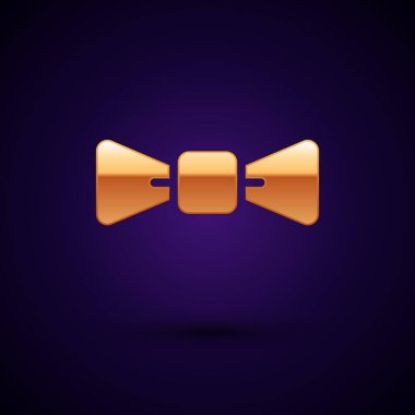 Siyah arkaplanda izole edilmiş altın papyon simgesi. Vektör