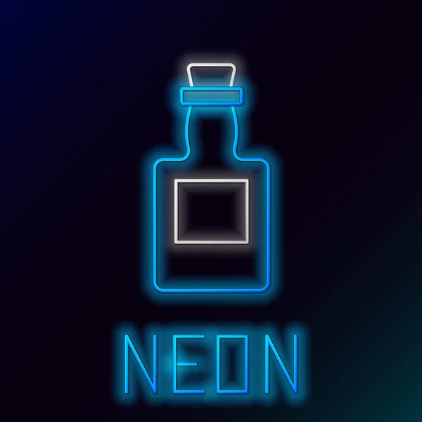 Gloeiende neon lijn Tequila fles pictogram geïsoleerd op zwarte achtergrond. Mexicaanse alcohol drank. Kleurrijk concept. Vector — Stockvector