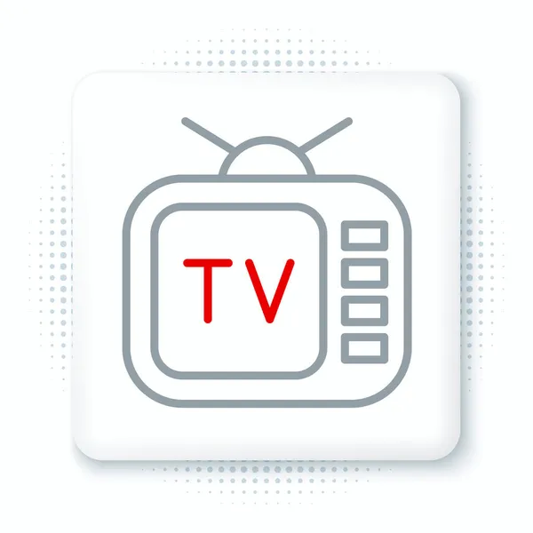 Line Retro tv ikon elszigetelt fehér háttér. Televíziós jel. Színes vázlat koncepció. Vektor — Stock Vector