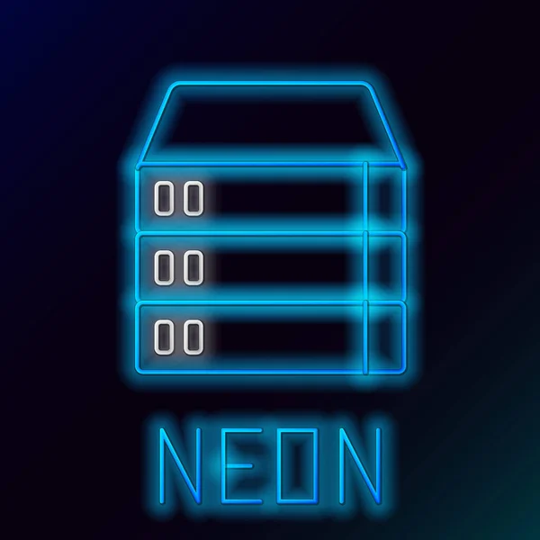 Luminoso neon line Server, Dati, Web Hosting icona isolata su sfondo nero. Concetto di contorno colorato. Vettore — Vettoriale Stock