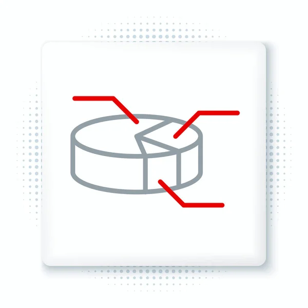 Line Pie Diagramm Infografik Symbol isoliert auf weißem Hintergrund. Diagrammdiagramm-Zeichen. Buntes Rahmenkonzept. Vektor — Stockvektor