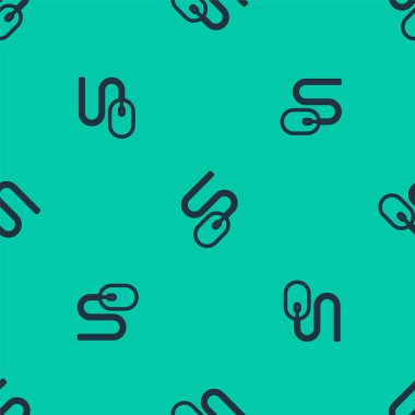 Mavi çizgi bilgisayar fare simgesi yeşil arkaplanda kusursuz desen izole etti. Tekerlek sembollü optik. Vektör