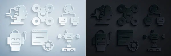 Definir interface api computador, inteligência artificial, robô, robô desmontado, drone e para o ícone de manutenção. Vetor — Vetor de Stock