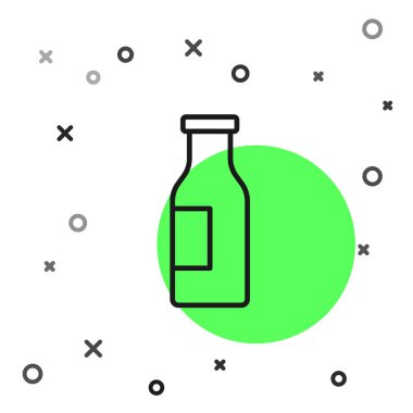 Siyah çizgi, beyaz arka planda izole edilmiş sütlü cam şişe. Vektör.