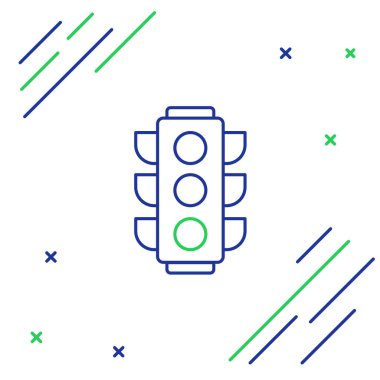 Beyaz arkaplanda çizgi trafik ışığı simgesi izole edildi. Renkli taslak konsepti. Vektör