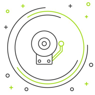 Hat zil simgesi beyaz arkaplanda izole edildi. Yangın alarmı. Servis zili, el zili işareti, uyarı sembolü. Renkli taslak konsepti. Vektör