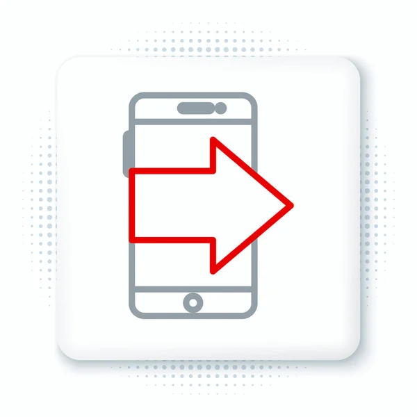 Línea Smartphone, icono del teléfono móvil aislado sobre fondo blanco. Concepto de esquema colorido. Vector — Vector de stock