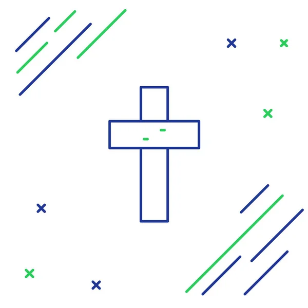 기독교 십자가 모양의 라인 이 흰색 배경에서 분리되어 있다. 교회 십자가. 화려 한 윤곽 개념. Vector — 스톡 벡터