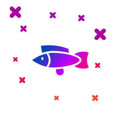 Renkli Balık simgesi beyaz arkaplanda izole edildi. Kademeli rastgele dinamik şekiller. Vektör