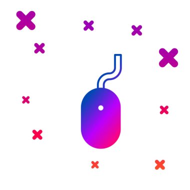 Renkli Bilgisayar fare simgesi beyaz arkaplanda izole edildi. Tekerlek sembollü optik. Kademeli rastgele dinamik şekiller. Vektör