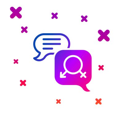 Renk cinsiyet eşitliği simgesi beyaz arkaplanda izole edildi. Eşit ücret ve fırsat iş konsepti. Kademeli rastgele dinamik şekiller. Vektör