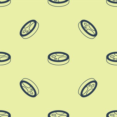 Sarı arka planda, bakteri simgesi olan mavi petri kabı izole edilmiş. Vektör