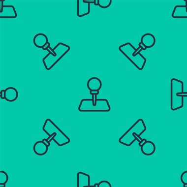 Mavi çizgi İtme simgesi yeşil arka planda kusursuz desen izole etti. Raptiye işareti. Vektör