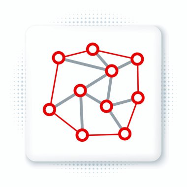 Beyaz arkaplanda nöral ağ simgesi izole edildi. Yapay Zeka. Renkli taslak konsepti. Vektör.