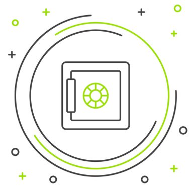 Beyaz arkaplanda güvenli satır simgesi izole edildi. Kapı, şifreli bir banka kasası. Güvenilir Veri Koruma. Renkli taslak konsepti. Vektör