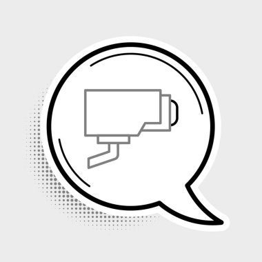 Güvenlik kamerası simgesi gri arkaplanda izole edildi. Renkli taslak konsepti. Vektör