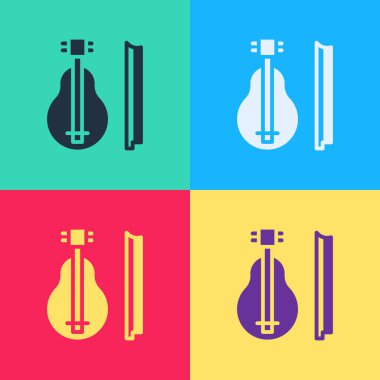 Pop Art Violin simgesi renk arkaplanında izole edildi. Müzik aleti. Vektör.