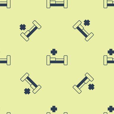 Mavi Hastane yatak ikonu sarı arka planda kusursuz desen izole etti. Vektör