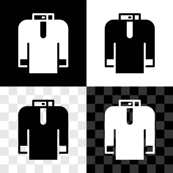 Set Shirt Kurta Icon Isoliert Auf Schwarz Weißem Transparentem Hintergrund — Stockvektor