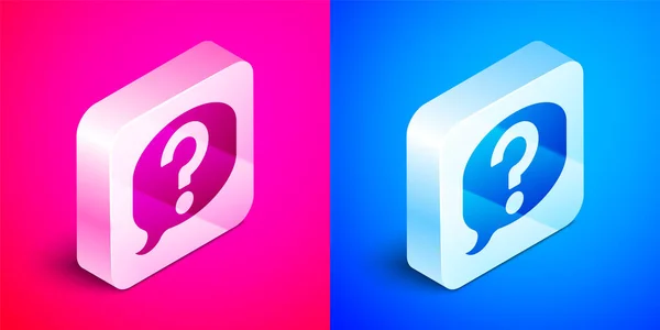 Isometric Speech Bubble Chat Icon Isolated Pink Blue Background Message — Stock Vector