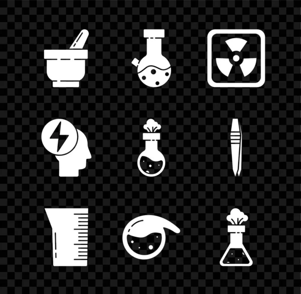 Комплект Раствора Пестика Пробирка Фляги Химические Радиоактивные Лабораторные Стеклянные Стаканы — стоковый вектор