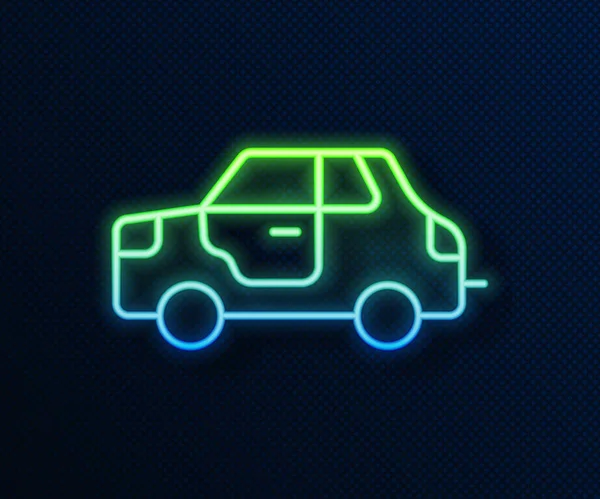 Φωτεινή Γραμμή Νέον Εικονίδιο Αυτοκινήτου Απομονωμένο Μπλε Φόντο Διάνυσμα — Διανυσματικό Αρχείο