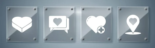 Set Pointeur Carte Avec Coeur Coeur Comme Coeur Bonbons Forme — Image vectorielle