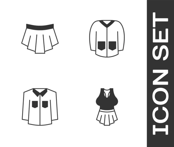 Set Undershirt Skirt Shirt Sweater Icon Vector — Stock Vector