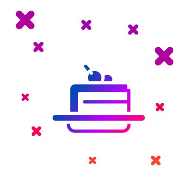 Renkli Kek simgesi beyaz arkaplanda izole edildi. Doğum günün kutlu olsun. Kademeli rastgele dinamik şekiller. Vektör