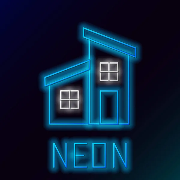 Gloeiende neon lijn House icoon geïsoleerd op zwarte achtergrond. Huissymbool. Kleurrijk concept. Vector — Stockvector