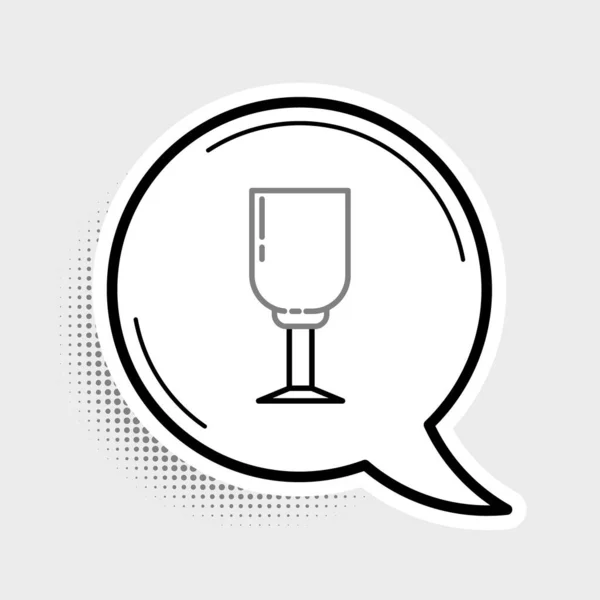 와인 잔의 아이콘은 회색 배경에 분리되어 있다. Wineglass 아이콘이야. 염소의 상징. 유리 제품 사인. 화려 한 윤곽 개념. Vector — 스톡 벡터