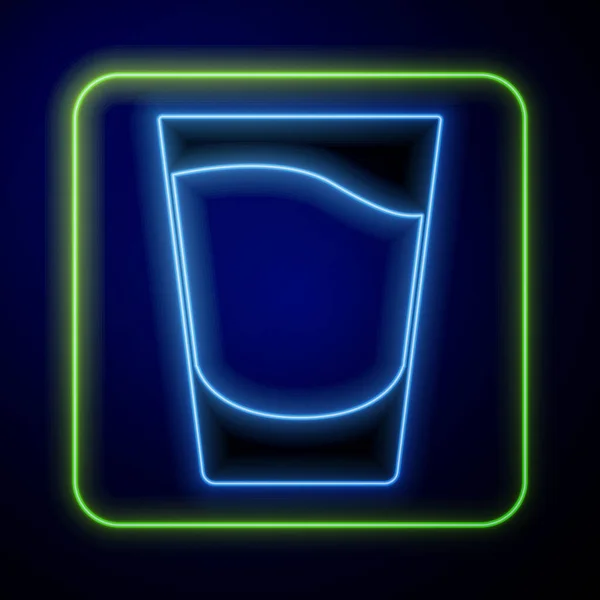 Светящийся неоновый снимок стекла значок изолирован на синем фоне. Вектор — стоковый вектор