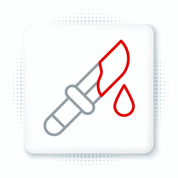 Ligne Icône de couteau sanglant isolé sur fond blanc. Concept de contour coloré. Vecteur — Image vectorielle