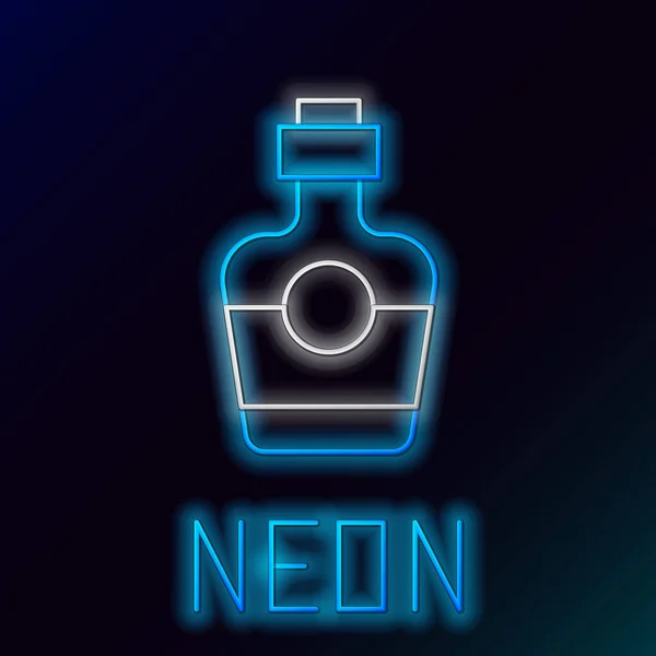 Ligne lumineuse néon icône bouteille de tequila isolé sur fond noir. Boisson mexicaine. Concept de contour coloré. Vecteur — Image vectorielle