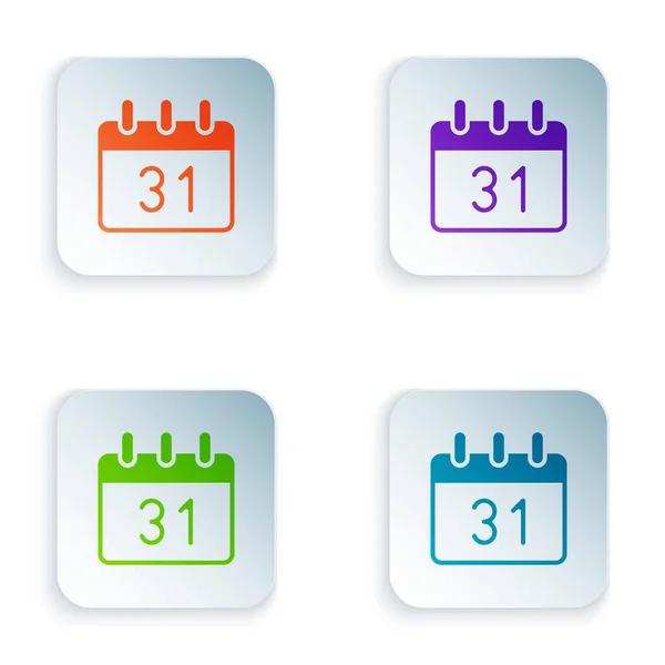 Εικονίδιο ημερολογίου χρωμάτων που απομονώνεται σε λευκό φόντο. Σύμβολο υπενθύμισης γεγονότων. Καλά Χριστούγεννα και Καλή Χρονιά. Ορισμός πολύχρωμα εικονίδια σε τετράγωνα κουμπιά. Διάνυσμα — Διανυσματικό Αρχείο
