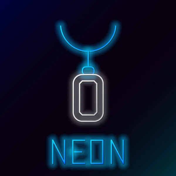 Glowing neon line Pendant on necklace icon isolated on black background. Colorful outline concept. Vector — Stock Vector