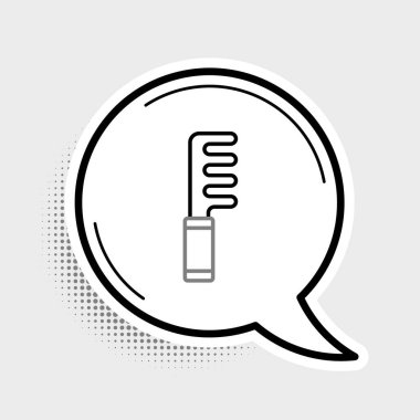 Gri arkaplanda çizgi saç fırçası simgesi izole edildi. Taraklı saç işareti. Berber sembolü. Renkli taslak konsepti. Vektör