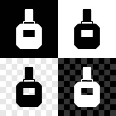 Traş losyonu simgesini siyah beyaz, şeffaf arkaplanda ayır. Parfüm spreyi ikonu. Erkek parfüm şişesi. Vektör