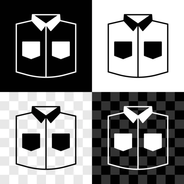 Set Shirt icon isolated on black and white, transparent background. Vector — Stock Vector