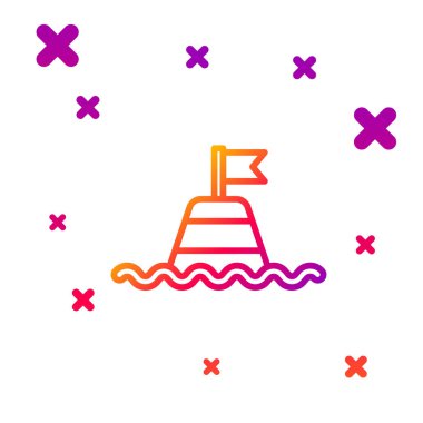 Beyaz arka planda izole edilmiş deniz ikonunda yüzen şamandıra. Kademeli rastgele dinamik şekiller. Vektör