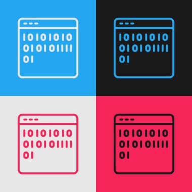 Pop art satırı ikili kod simgesi renk arkaplanında izole edildi. Vektör