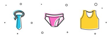 Kravat, erkek iç çamaşırı ve atlet ikonu. Vektör