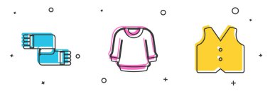 Kış eşarbı, süveter ve yelek ikonu. Vektör