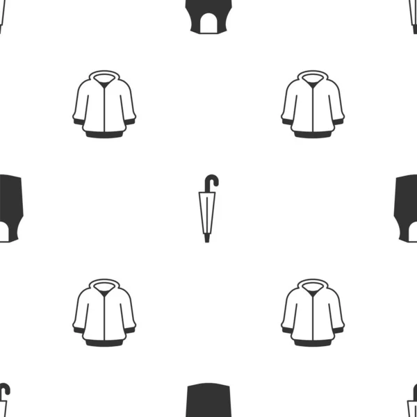 パンツ、傘、パーカーをシームレスなパターンで設定します。ベクトル — ストックベクタ