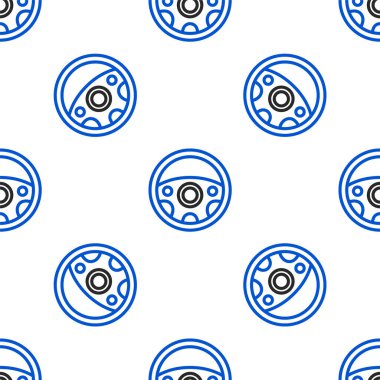 Çizgili direksiyon simgesi beyaz arkaplanda izole edilmiş kusursuz desen. Araba tekeri ikonu. Renkli taslak konsepti. Vektör