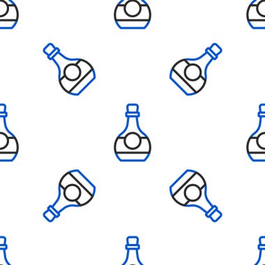 Konyak şişesi ya da brendi ikonu beyaz arka planda izole edilmiş pürüzsüz desen. Renkli taslak konsepti. Vektör