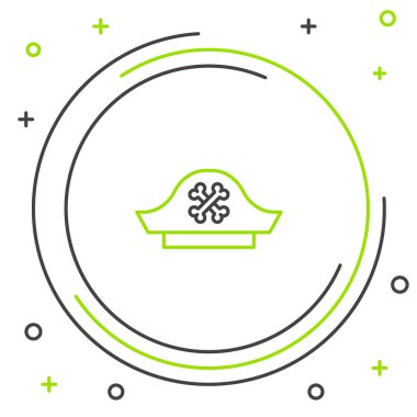 Korsan hat şapka simgesi beyaz arkaplanda izole edildi. Renkli taslak konsepti. Vektör